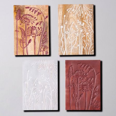 Natural Notebook Wall Plate Set of 4